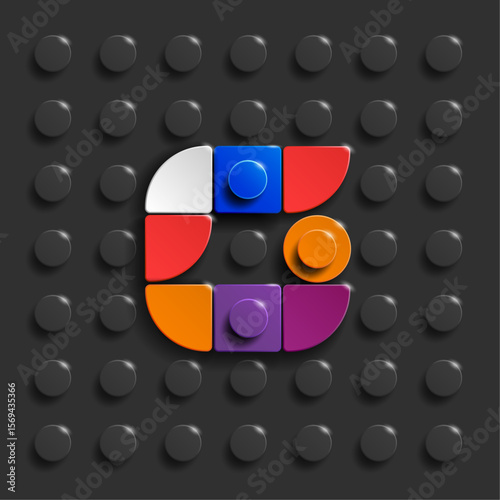 Colorful letters S of alphabet from building bricks on blue brick background. 3d letters . Realistic letters S. 3d letters a from building bricks