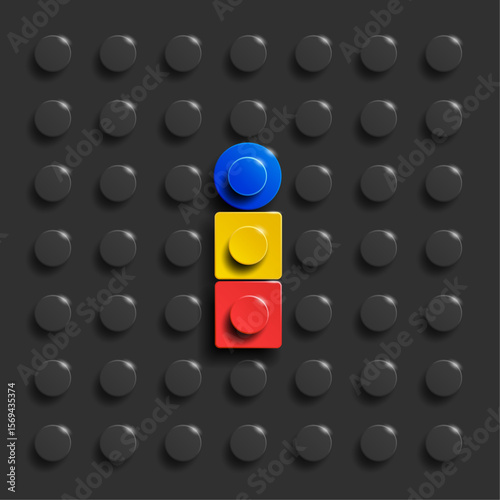 Colorful letters S of alphabet from building bricks on blue brick background. 3d letters . Realistic letters S. 3d letters a from building bricks