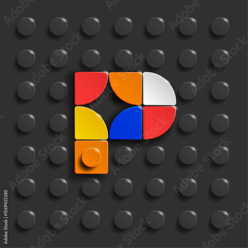 Colorful letters S of alphabet from building bricks on blue brick background. 3d letters . Realistic letters S. 3d letters a from building bricks