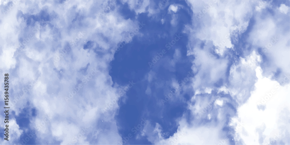 Obraz premium Artistic watercolor sky illustration featuring soft clouds and blue background for design and decoration