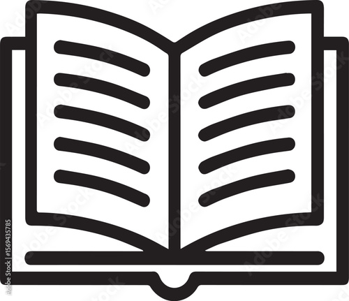 Open book illustration showing pages reading education literature learning knowledge school