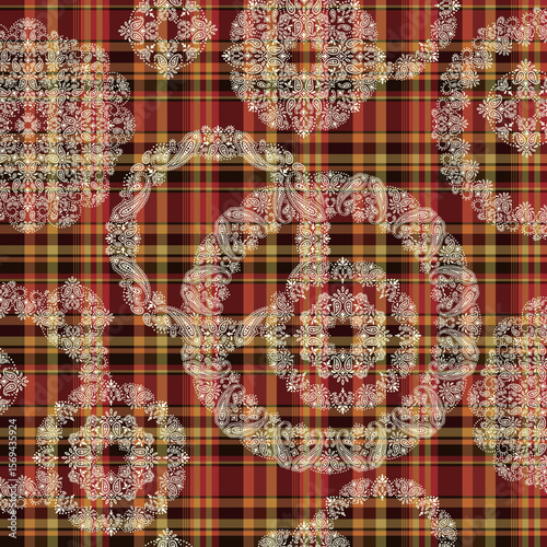 Seamless pattern composed of ornaments in a circle,