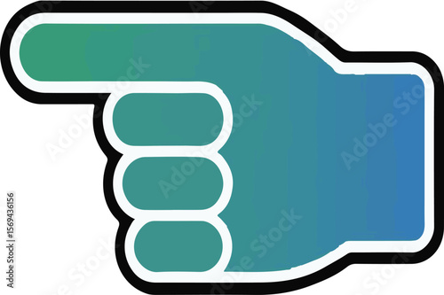 Artistic hand gesture indicating direction or instruction with gradient colors and black outline