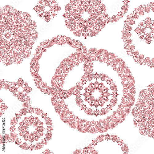Seamless pattern composed of ornaments in a circle,