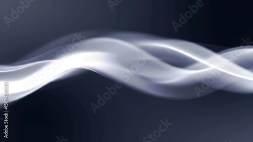 Abstract wavy white smoke on dark background.