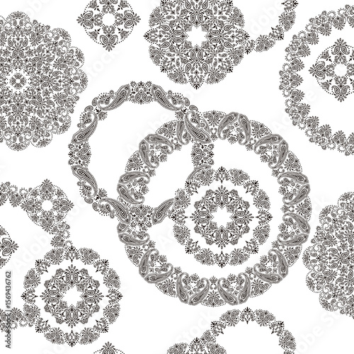 Seamless pattern composed of ornaments in a circle,