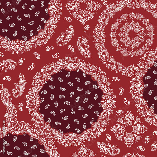 Seamless pattern composed of ornaments in a circle,