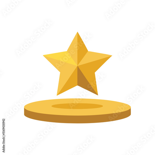 Levitating Golden Award Star on Transparent Background