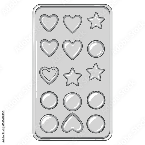 Baking tray with heart and star shaped molds for cookies  