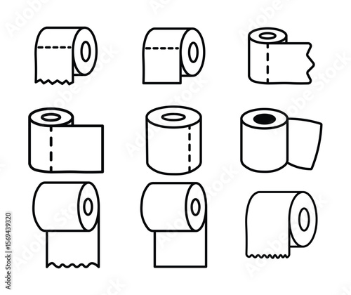 Toilet tissue paper icon. Toilet paper roll line solid icon simple illustration logo art
