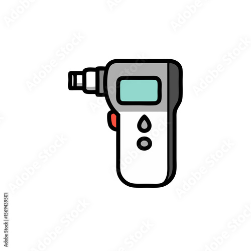 Medical thermometer in digital design with display and buttons  