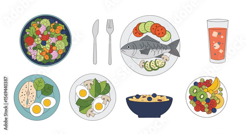 Healthy food variety delicious meals fresh ingredients nourishing diet options