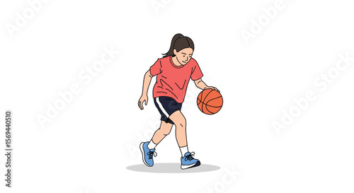 Young athlete practicing basketball dribbling skills and ball handling techniques