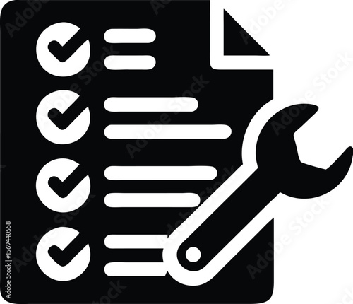 Checklist and wrench service icon illustration