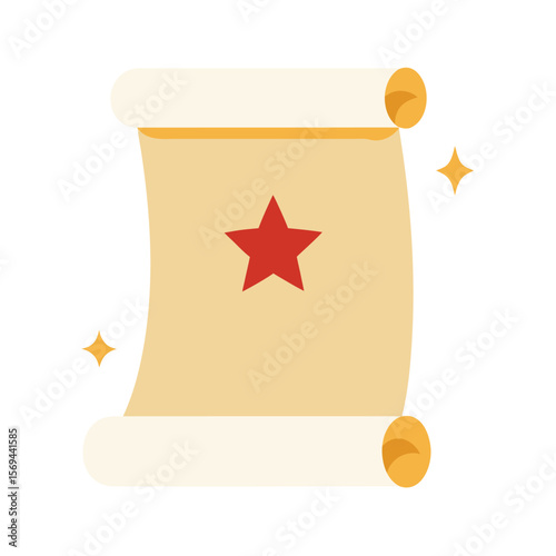 Unrolled Paper Scroll Featuring Star Stamp