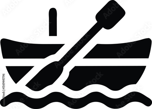 Rowing boat with oar icon
