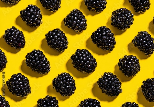 Wallpaper Mural blackberries on a yellow background. a bunch of blackberries on a yellow background. a close up picture of some food on a table Torontodigital.ca