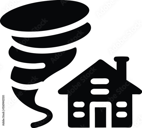 Tornado threatening house icon