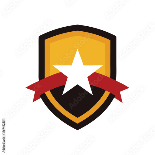 Shield Logo with Star Crest for Security Symbol