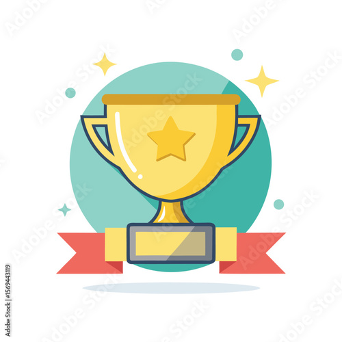 Golden Trophy Cup with Star Background