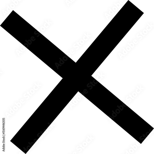 Bold black x symbol or cross shape on a clean white background