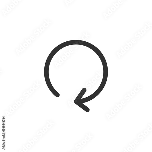 Circular arrow, linear icon. Refresh, repeat action, or restart process. Line with editable stroke.