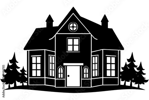 Vector art of silhouette of a haunted guest houses  