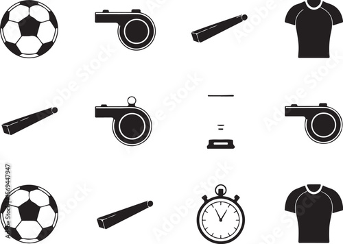 Sports Timer, Shirt & Ball Icon Set

