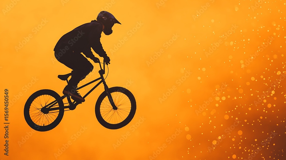 Obraz premium BMX Rider Silhouette Jumping Against Sunset Sky