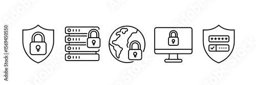 Cybersecurity Data Protection Online Security Icons