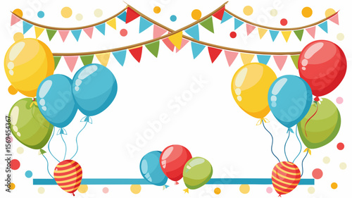 Colorful balloons and festive bunting for a joyful celebration background