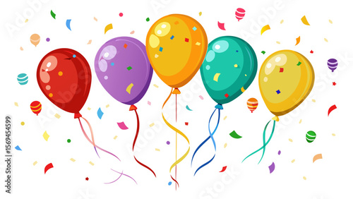 Colorful balloons and confetti celebrate a festive occasion with joy and excitement