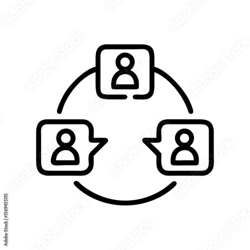 An abstract representation of a collaborative network, featuring interconnected figures engaged in communication, symbolizing teamwork.
