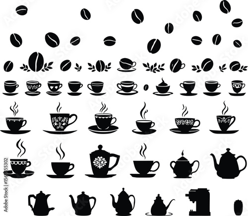 Stylized Black Typography “Coffee” with Decorative Steam Swirls and Artistic Lettering for Café or Beverage Branding