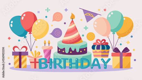 happy birthday card with balloons