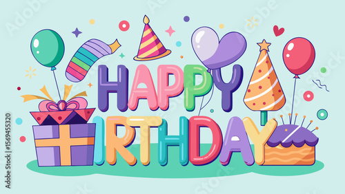 happy birthday card with balloons