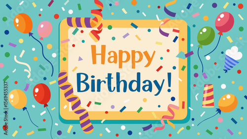 happy birthday card with balloons