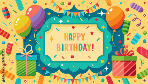 happy birthday card with balloons