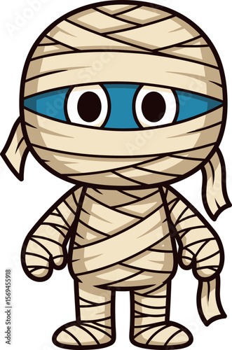 Cute Cartoon Mummy Character Design Illustration