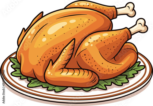 Delicious Golden Brown Roasted Whole Chicken on a Platter