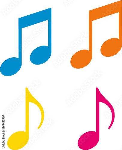 Colorful Music Notes Abstract Digital Art Design