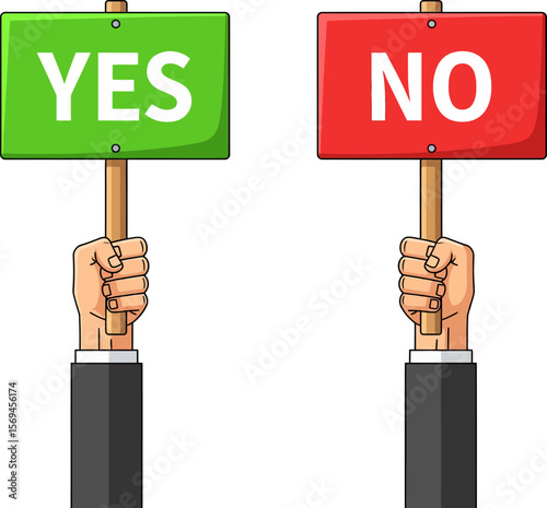 Decision Making With Two Options Yes Or No Signs