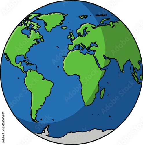 Depiction of Planet Earth with Continents and Oceans