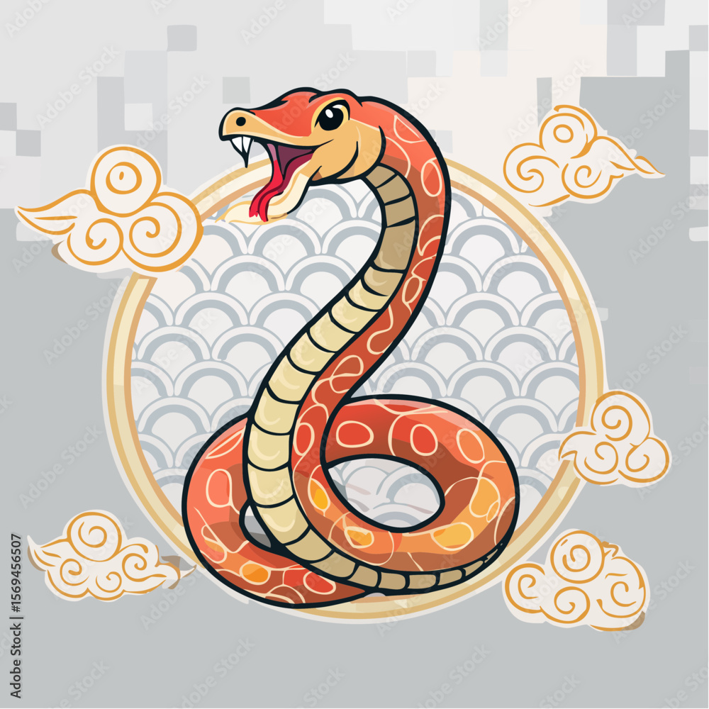 Obraz premium 干支の巳のかわいいベクター素材