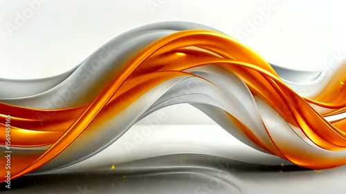 Abstract Golden Waves: Modern Background with Flowing Metallic Ribbons Animation