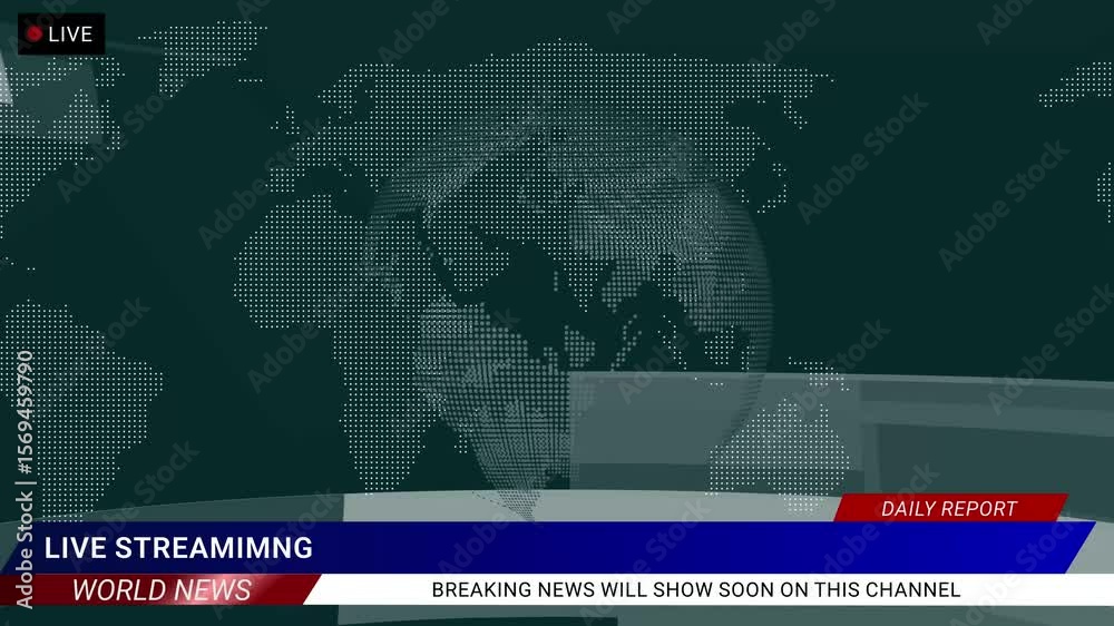 Green screen breaking news template with red animated background and text. Modern news live streaming TV broadcast backdrop. Opening, intro Modern news live streaming TV broadcast backdrop animation