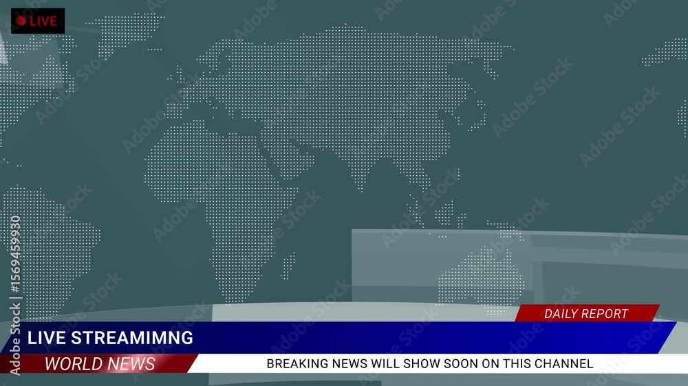 Green screen breaking news template with red animated background and text. Modern news live streaming TV broadcast backdrop. Opening, intro Modern news live streaming TV broadcast backdrop animation