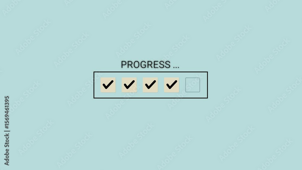 Checklist and task progress tracking concept. A hand placing the final checkmark on wooden blocks in a progress bar, task completion, productivity, goal setting, check com Project pleted tasks