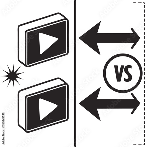 black silhouette vector of comparison layout with data