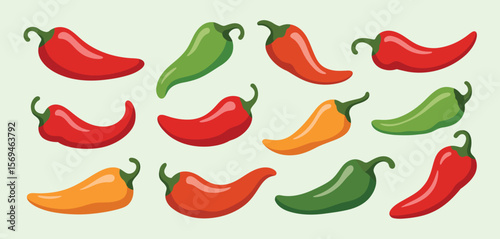 Collection of Colorful Chili Peppers